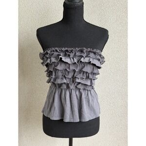 Y2K Vintage Early 2000's Gilly Hicks Sydney Dark Grey ruffle Bandeau Top Size S